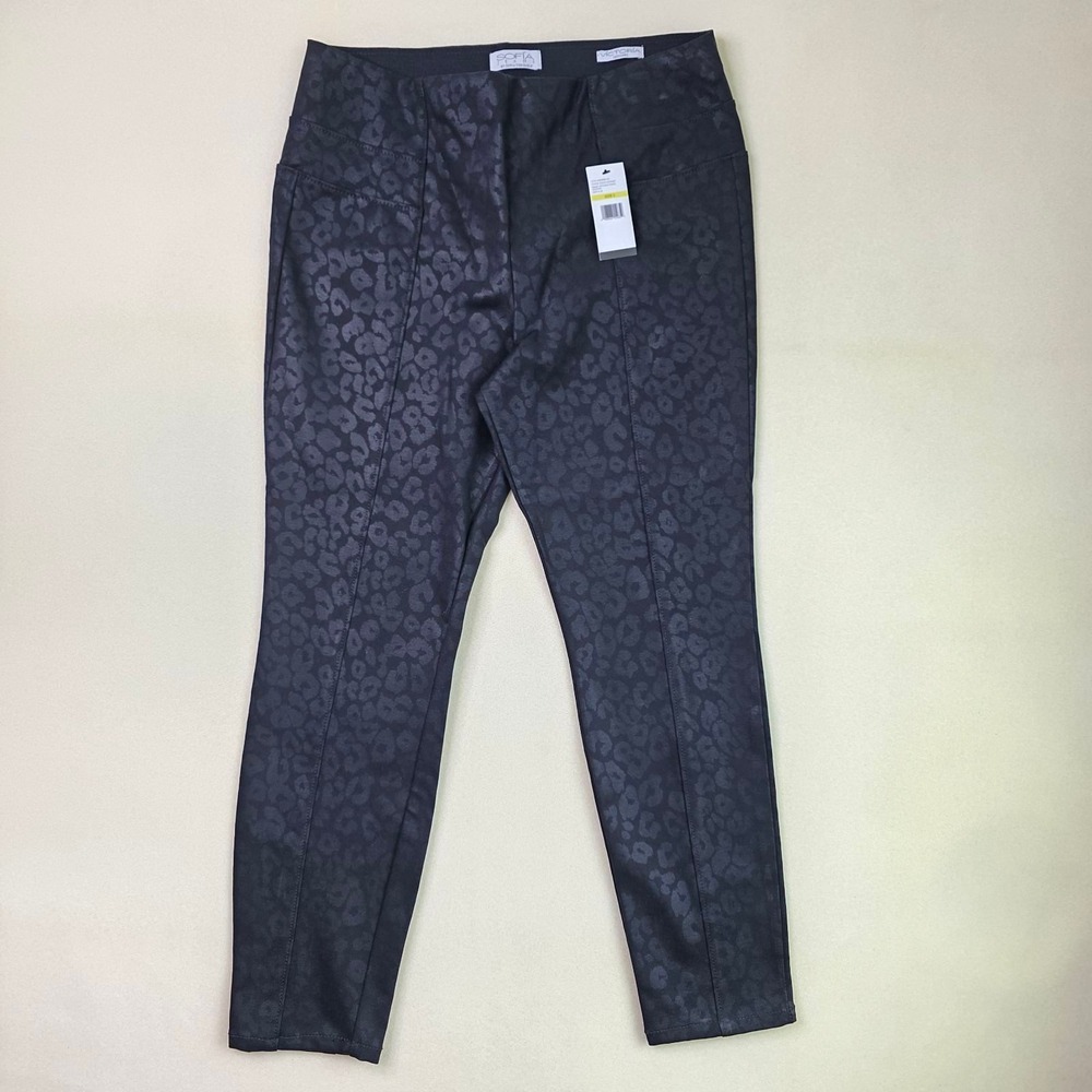 Sofia Jeans by Sofia Vergara Victoria Ponte Legging Black Leopard Large Classic